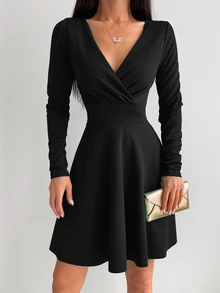 EURMUSE Off Shoulder Flare Hem Dress - Black - View 6