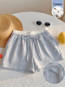 Tseoso Casual Minimalist 2 In 1 Cotton Blend Woven Women's Shorts - Multicolor - View 9