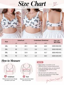 PetitDoll 1pc Butterfly Print Seamless Plus Size Bra - Multicolor - View 6
