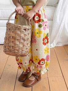 Dazy Kids Young Girl Loose Floral Pattern Lantern Pants With Elastic Waist Design Fall - Multicolor - View 6