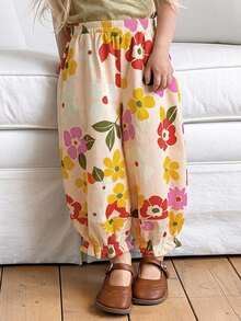 Dazy Kids Young Girl Loose Floral Pattern Lantern Pants With Elastic Waist Design Fall - Multicolor - View 4