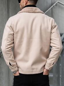 Manfinity CasualCool Men's Casual Wool Lapel Jacket For Daily Wear - Beige - View 2