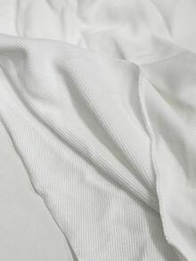 Coolane 女款冬季外出 Y2K 街頭風運動風 優雅時尚 保暖柔軟 寬鬆黑色圖案短版圓領羅紋飾邊長袖 T-shirt - 白色 - 查看 9