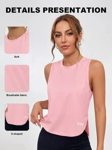 Eassivo Eassivo Twist Backless Sports Topworkout Tank Top - Pink - View 5