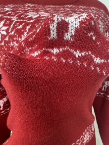 Manfinity Homme Excl. 嬰兒與兒童聖誕樹雪花印花男士圓領長袖印花毛衣，溫馨家庭氛圍親子情侶套裝 - 紅白色 - 查看 3