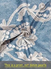 Resyla Hoodie Denim Bordir Mutiara Mewah Ringan untuk Wanita, Gaya Musim Semi dan Gugur, Longgar dan Melangsingkan, Sweater Pullover Longgar dan Serbaguna - Putih - View 4