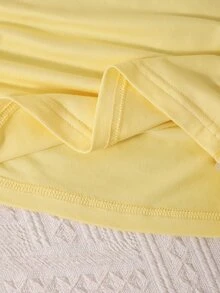 SHEIN Tween Girls 2pcs/Set Short Sleeve Round Neck Summer Casual Cute Tropical Athletic Modest T-Shirt And Long Pants Set School Butter Yellow Light Pink - Multicolor - View 7