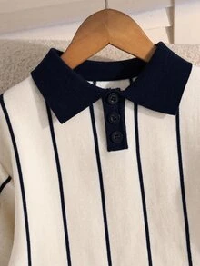 SHEIN Young Boys' Thick Knit Cardigan Sweater With Striped Pattern, Long Sleeve, Autumn/Winter - Multicolor - View 4
