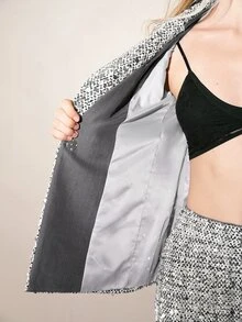 MOTF PREMIUM SILVER GREY SINGLE BUTTON SEQUIN WOMEN'S BLAZER - Silver - View 16