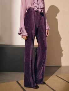 MOTF PREMIUM WOMEN'S AUTUMN/WINTER VELVET ELEGANT FASHION COMMUTER SUIT PANTS - Purple - View 4