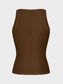 Zavorell Minimalist Sexy Fashion Knitted Sports Camisole Crop Top - Coffee Brown - View 7