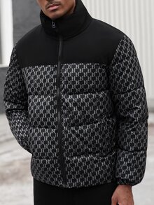 Manfinity CasualCool 男士黑色冬季街頭風拉鍊夾克，休閒復古鉚釘大衣，適合戶外穿著與派對禮物 - 彩色 - 查看 6