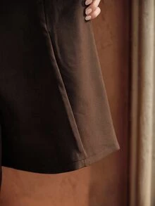 Anewsta Minimalist‑Luxury Embellished Blazer, Waist‑Cinching For Evening And Festive Occasions - Coffee Brown - View 8