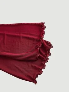 SHEIN MOD 酒紅色秋季性感時尚夜店派對俱樂部不對稱下擺喇叭袖女款T恤 龐克韓系辦公室復古上衣 哥德風聖誕 - 酒紅色 - 查看 5