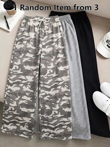 SHEIN Reset Phase 青少年女孩彎腿寬鬆迷彩運動長褲，休閒時尚百搭運動長褲，適合舞蹈、學校、運動 - 彩色 - 查看 2