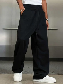 Major Grit Men's Loose Fit Double Waistband Casual 2 In 1 Sweatpants - Black - View 6