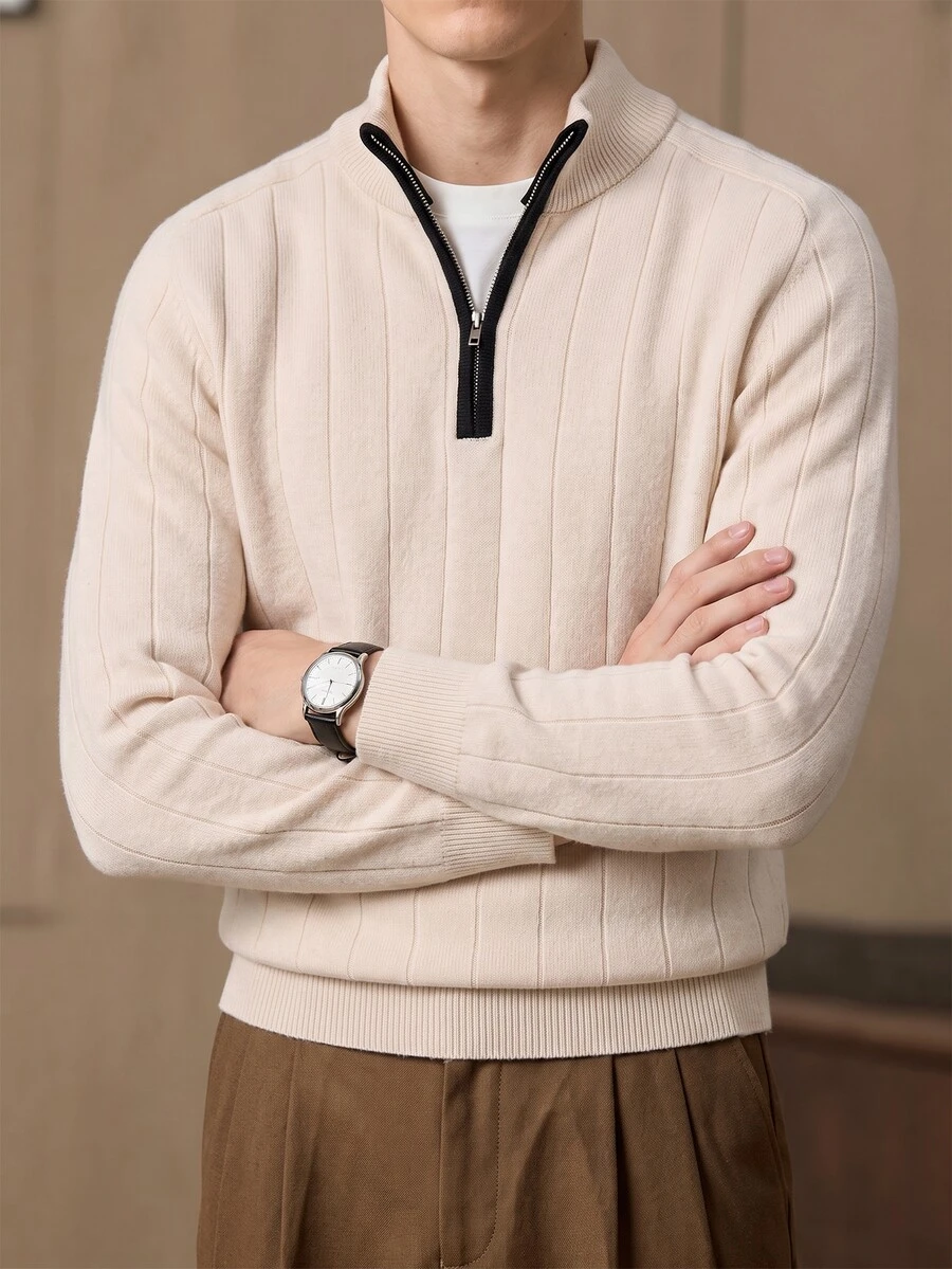 Formmaro Men's Casual Half-Zip Long Sleeve Sweater - Multicolor - View 1