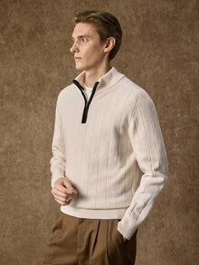 Formmaro Men's Casual Half-Zip Long Sleeve Sweater - Multicolor - View 3