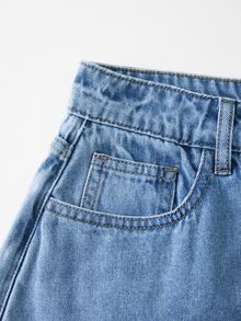 GlowEve Women's Fashionable Versatile Button Pocket Denim Shorts Skirt - Medium Wash - View 5