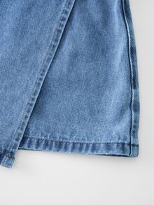 GlowEve Women's Fashionable Versatile Button Pocket Denim Shorts Skirt - Medium Wash - View 4