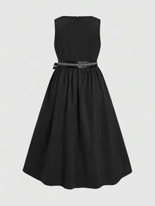 Fairmaia Plus Size Women's Traditional German Square Neck Tie-Waist Dress, Halloween - Black - View 2