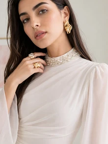 Solavon 女款簡約端莊優雅時尚休閒洋裝，適合日常穿著、婚禮、正式場合、堅信禮、約會，全白冬季款 - 白色 - 查看 4
