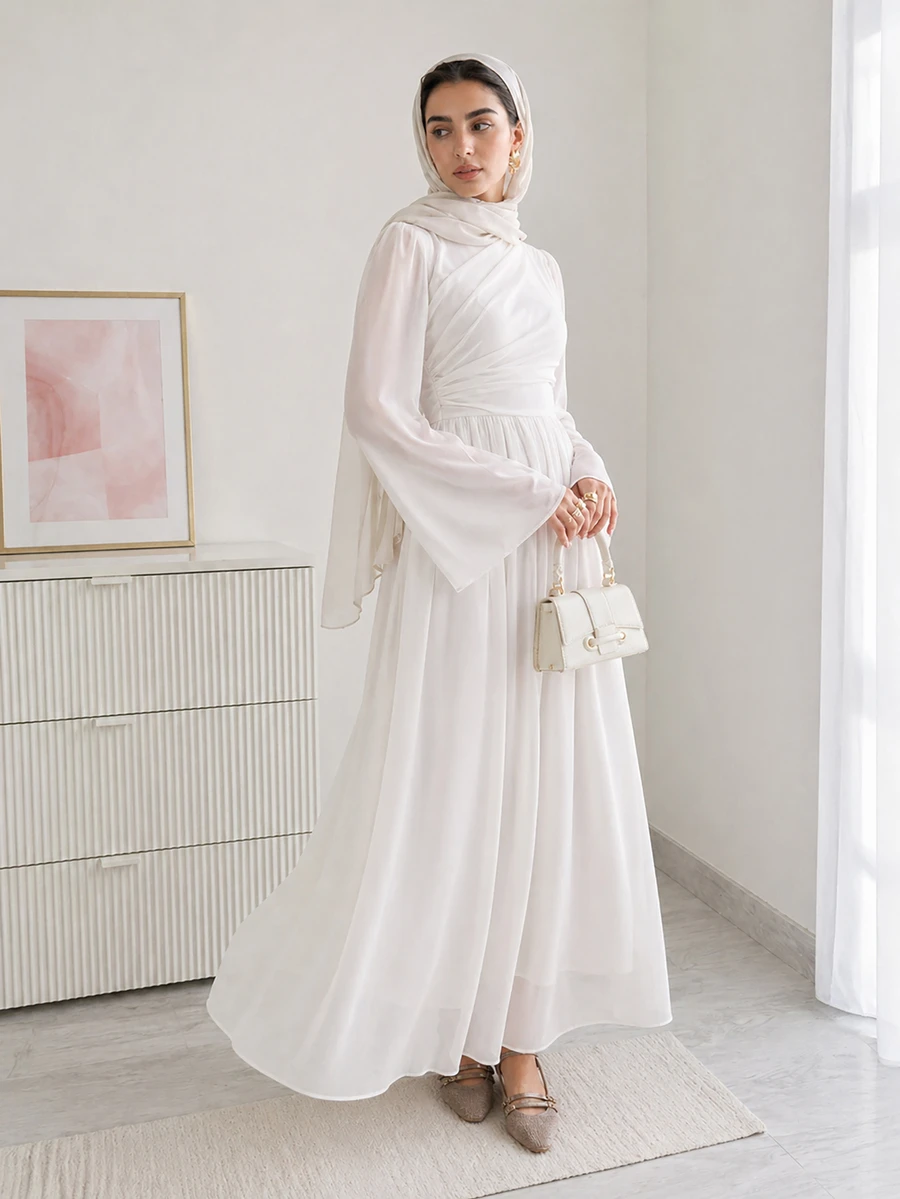 Solavon 女款簡約端莊優雅時尚休閒洋裝，適合日常穿著、婚禮、正式場合、堅信禮、約會，全白冬季款