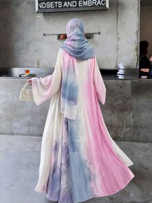 Yasmyna 女款印花休閒優雅寬鬆長款睡袍附頭巾 - 淺粉色 - 查看 1