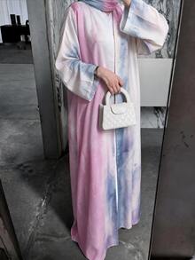 Yasmyna 女款印花休閒優雅寬鬆長款睡袍附頭巾 - 淺粉色 - 查看 3