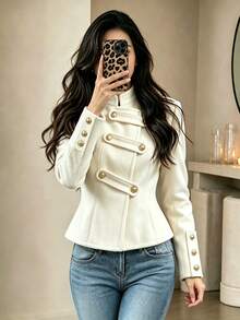 Yalmera Women's New Autumn/Winter Elegant Fashion Short Overcoat - Beige - View 3
