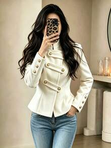 Yalmera Women's New Autumn/Winter Elegant Fashion Short Overcoat - Beige - View 5