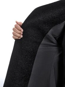 LYSMO Solid Button Detail Wrap Hem Blazer Office Dark Grey Fall Business Casual Elegant Women Winter Clothes - Dark Grey - View 9