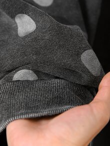 CosyJoli كنزة رياضية بأكمام طويلة وياقة دائرية بنقاط بولكا كاجوال للاستخدام اليومي مقاس كبير للخريف - الأسود - مشاهدة 7