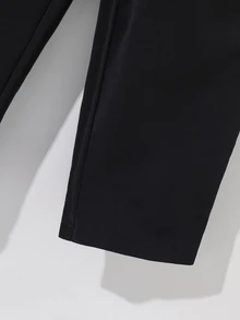 SHEIN 青少年男孩 2件組黑色時尚經典翻領西裝外套與長褲套裝，紳士正式穿搭，校園風優雅復古經典休閒，適合春夏秋冬，婚禮、開學、派對、慶祝場合 - 黑色 - 查看 6