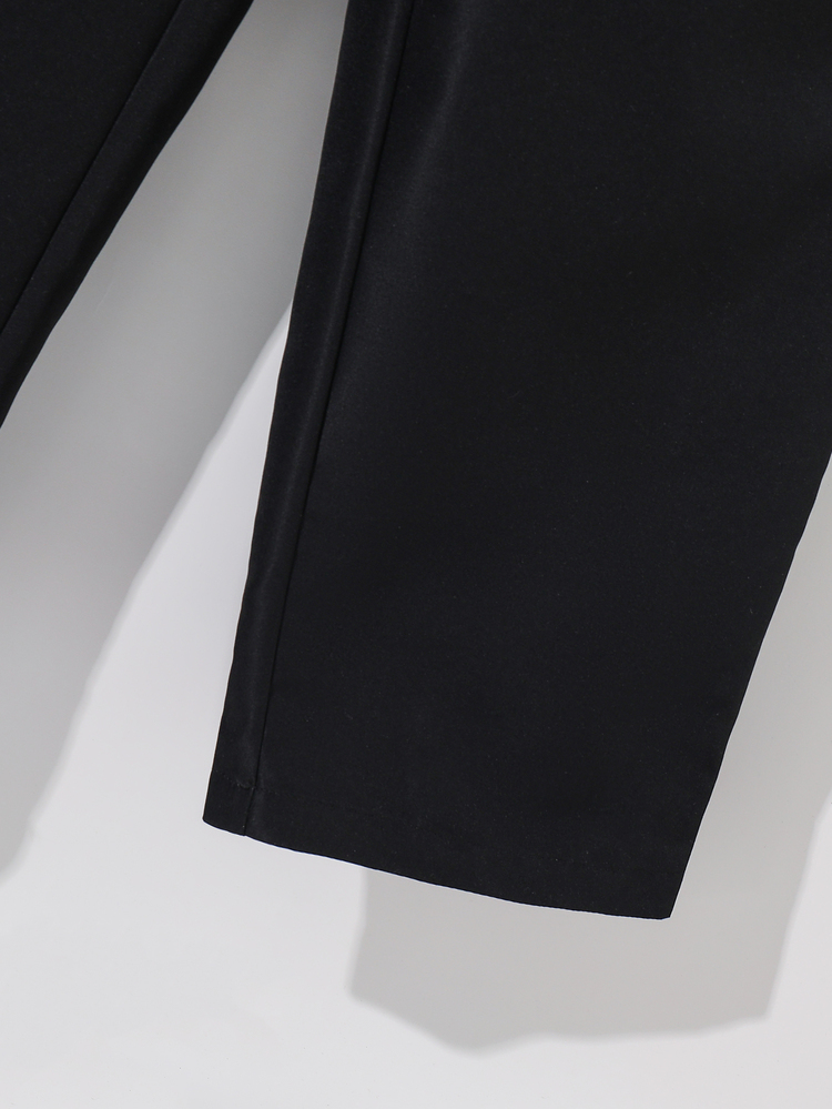 SHEIN Teen Boy 2pcs Teen Boys Black Fashion Classic Lapel Blazer And Pants Suit Set, Gentleman Formal Outfit, School Style Elegant Vintage Classic Casual, Suitable For Spring Summer Autumn Winter, Wedding, Back To School, Party, Celebration - Black - View 6