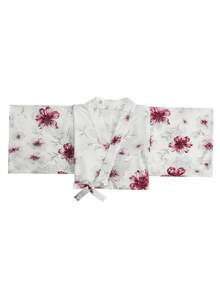 Irokai Traditional Japanese Women's Blue Printed Kimono Yukata - Red - View 3