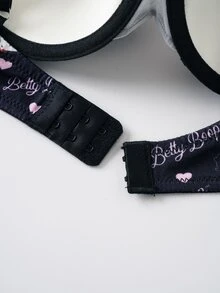 Betty Boop x SHEIN Women's Cartoon Print Casual Daily Spaghetti Strap Bra - Black - View 12