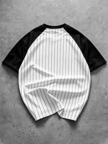 Manfinity EMRG Men's Letter Stripe & Lips Print Crew Neck Short Sleeve Casual T-Shirt - Multicolor - View 4