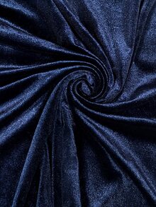 Balvessa Winter Women's Navy Blue Velvet Fabric Stand Collar Single-Breasted Pocket Long Sleeve - Navy Blue - View 6