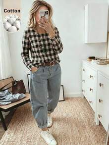 Holdful Holdful Plaid Print Button Front Blouse - Multicolor - View 1