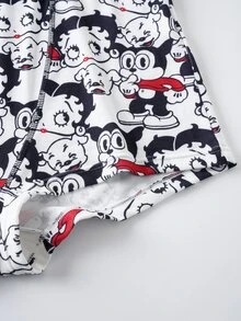 Betty Boop x SHEIN Women's Cartoon Print Hipster Panties - Black and White - View 13
