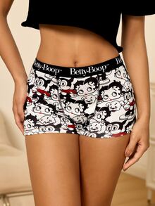 Betty Boop x SHEIN Women's Cartoon Print Hipster Panties - Black and White - View 6