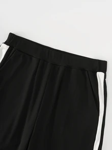 LUMIGAL Colorblock Half Zip Top & Pants Set - Black - View 9