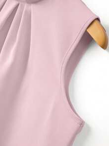 Rosivaux Women's Casual Elegant Solid Color Pleated Pearl Decor Button, Suitable For Daily Commute Wear, Business Style Shirt - Pink - View 9