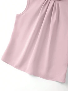 Rosivaux Women's Casual Elegant Solid Color Pleated Pearl Decor Button, Suitable For Daily Commute Wear, Business Style Shirt - Pink - View 11