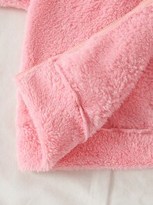 Teen Girl Bow Embroidery Pattern Casual Daily Wear Hooded Jacket - Pink - View 6