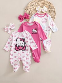 HELLO KITTY AND FRIENDS | SHEIN 新生兒圓領卡通印花可愛休閒舒適家居服 - 彩色 - 查看 1