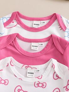 HELLO KITTY AND FRIENDS | SHEIN 新生兒圓領卡通印花可愛休閒舒適家居服 - 彩色 - 查看 4