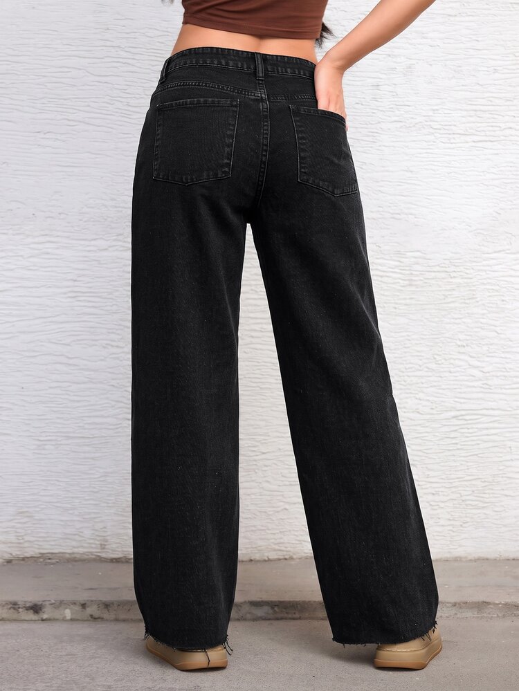 Jeanoix Women's Fashion Button Pocket Rhinestone Denim Jeans - Black - View 6