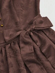 Fairmaia Traditional German Women's Solid Color Square Neck Sleeveless Front Button Dress, Halloween - Coffee Brown - View 8